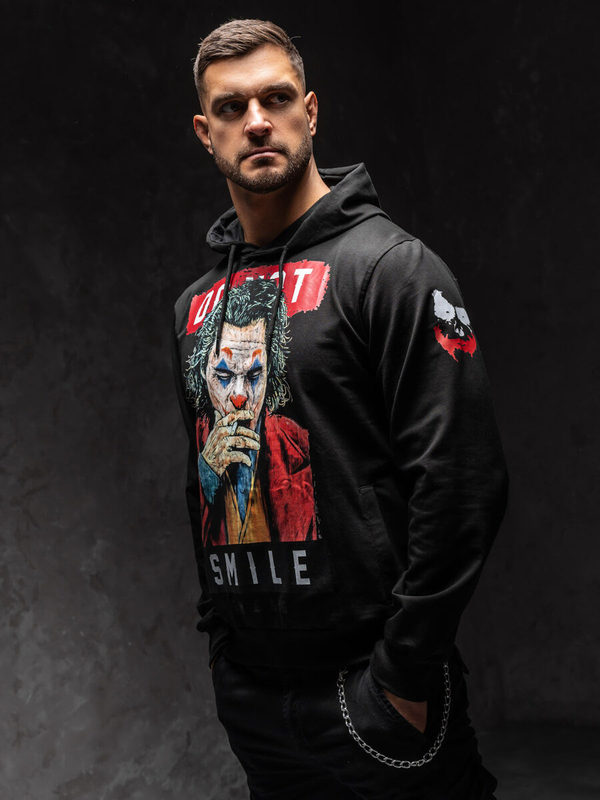 Herren Kapuzenpullover mit Motiv Schwarz Bolf 6384A1