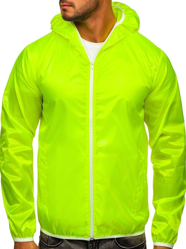 Herren Übergangsjacke Windjacke mit Kapuze Gelb-Neon Bolf 5060