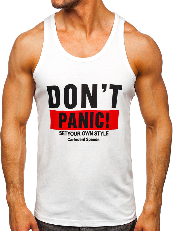 Herren Tank Top Boxershirt mit Motiv Weiß Bolf 14854