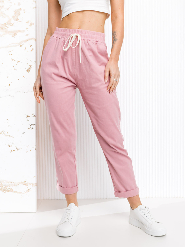 Damen Stoffhose mit Kordel Rosa Bolf W7832