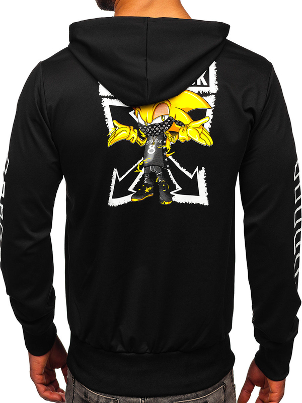 Bolf Herren Kapuzenpullover mit Motiv Schwarz  HM611