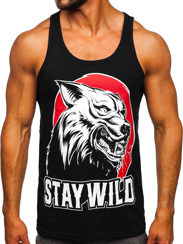 Herren Tank Top mit Motiv Schwarz Bolf 143029