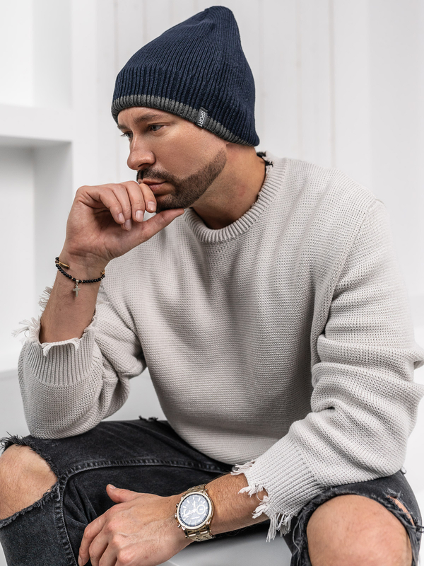 Herren Wintermütze Dunkelblau Bolf 387056