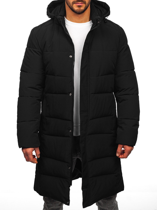 Herren Lange Gepolsterte Winterjacke Schwarz Bolf 31M5009