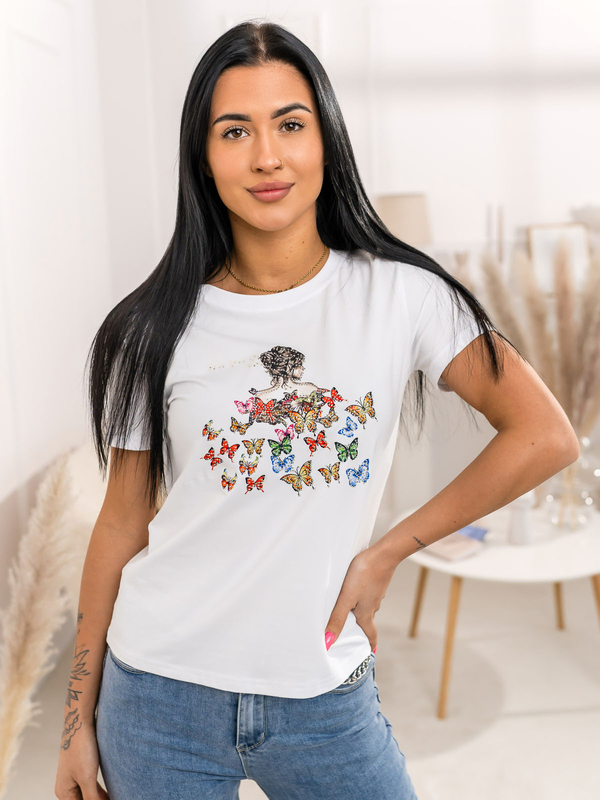 Damen T-Shirt mit Applikation Weiß Bolf 95T2525