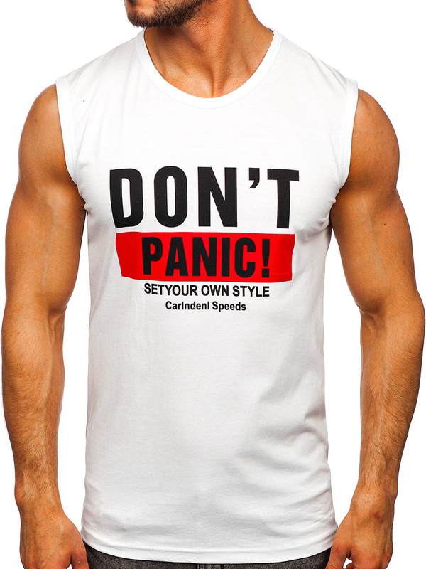 Herren Tank Top mit Motiv Weiß Bolf 14827