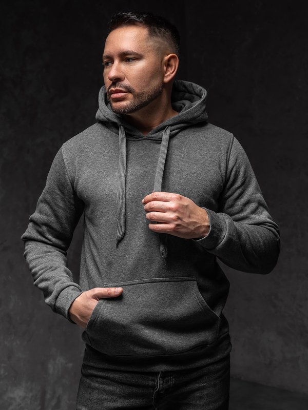 Herren Kapuzenpullover mit Kängurutasche Schwarzgrau Bolf MB001A1