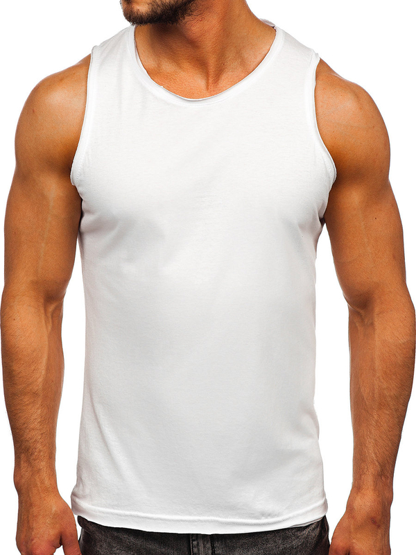 Herren Baumwoll Tank Top Uni Weiß Bolf 1205