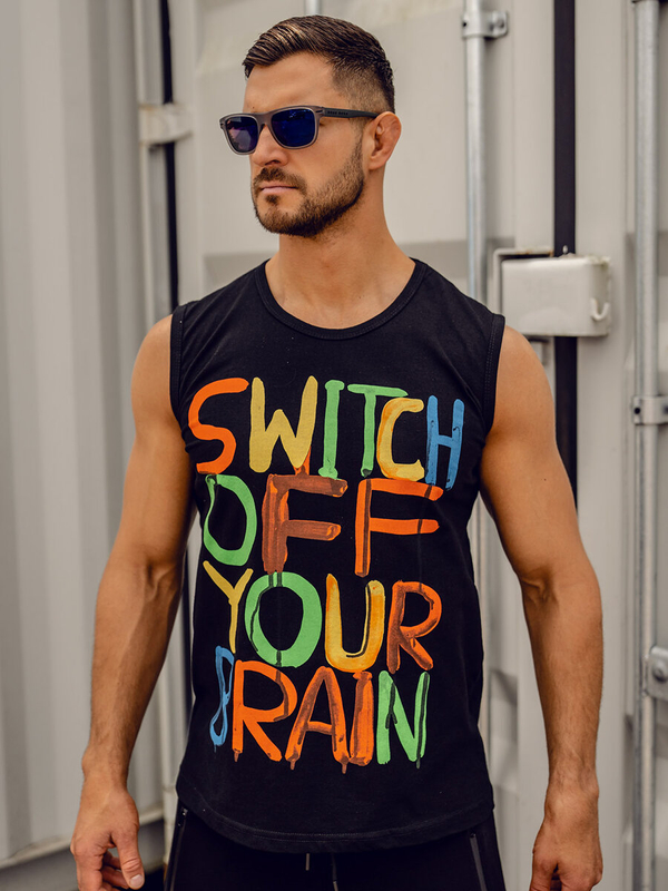 Herren Tank Top mit Motiv Schwarz Bolf 14803A-1