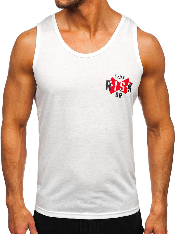 Herren Tank Top mit Motiv Weiß-Rot Bolf HY818