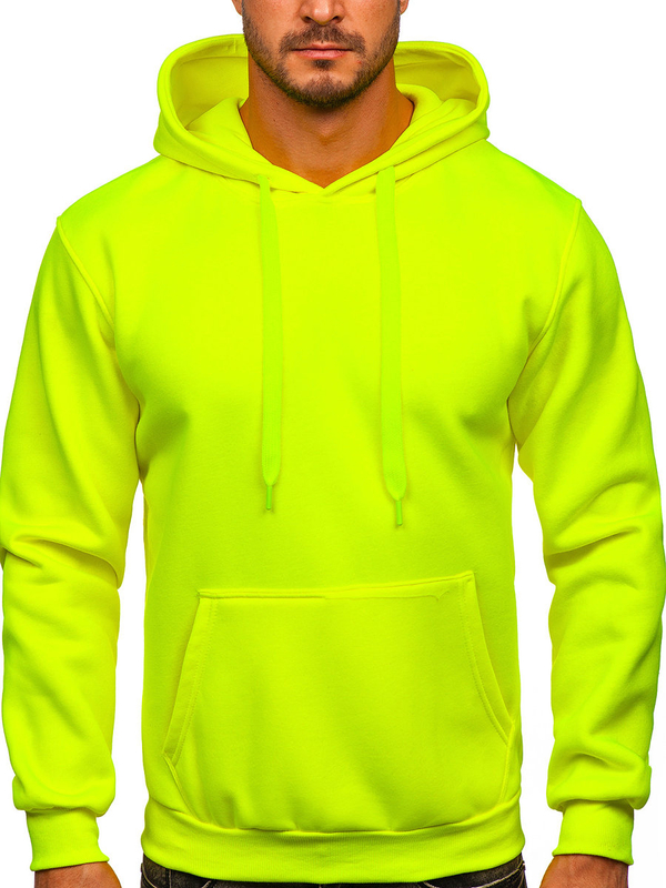 Herren Kapuzenpullover mit Kängurutasche Gelb-Neon Bolf B1004