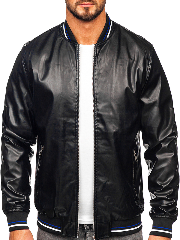 Herren Kunstlederjacke Schwarz Bolf 6707