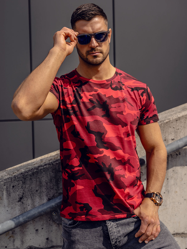 Herren T-Shirt Camo Rot Bolf S807A1