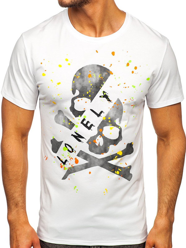 Bolf Herren T-Shirt mit Motiv Weiß Y70008
