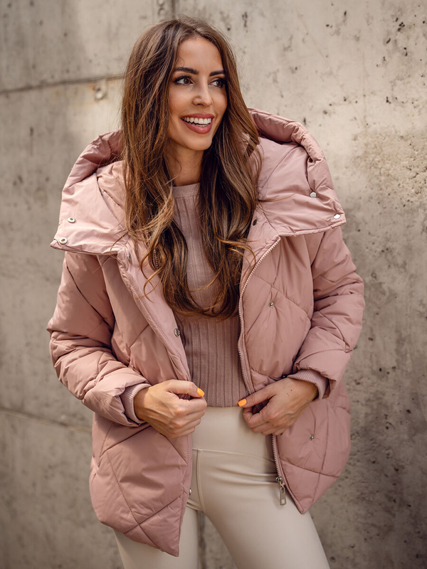 Damen Gepoolsterte Winterjacke mit Kapuze Rosa Bolf 5M3175A