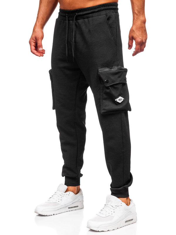 Herren Sporthose Cargohose Joggers Schwarz Bolf K17