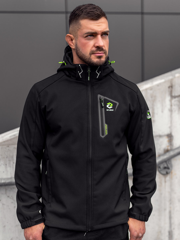 Herren Übergangsjacke Softshell Schwarz-Grün Bolf WX085