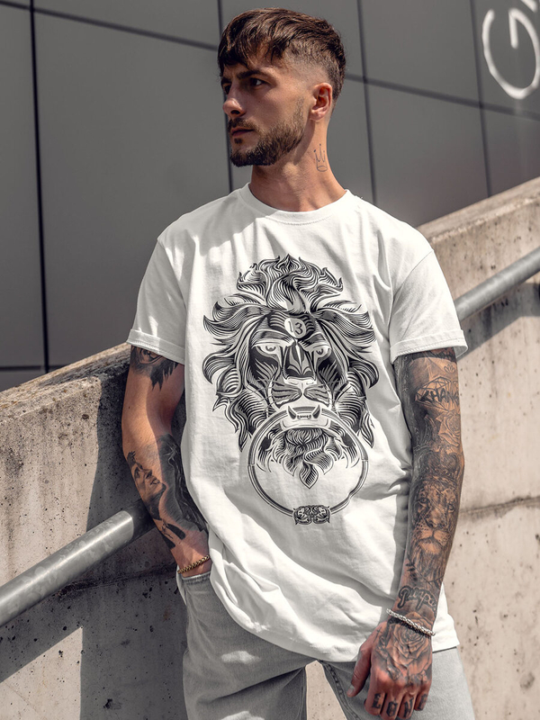 Herren T-Shirt mit Motiv Weiß Bolf 0202A