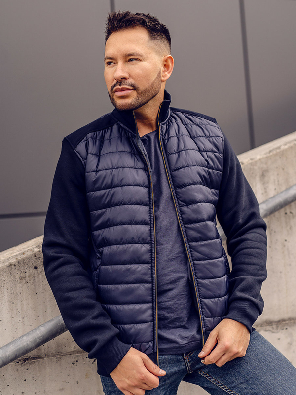 Herren Gepolsterte Übergangsjacke Bomberjacke Dunkelblau Bolf 146307A