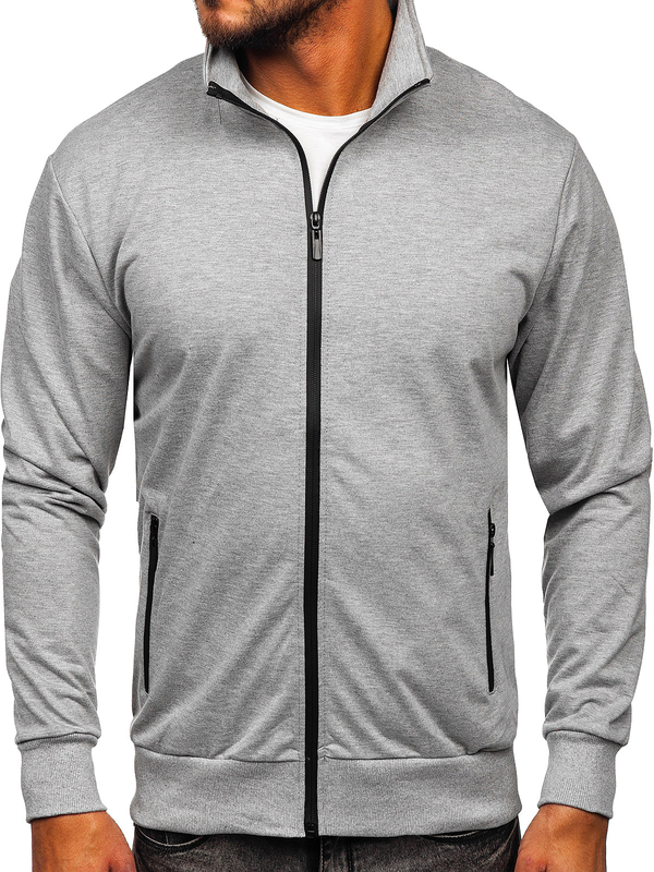 Herren Sweatjacke Sweatshirt mit Stehkragen Grau Bolf B069