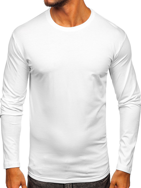 Herren Longsleeve ohne Motiv Weiß Bolf 1209