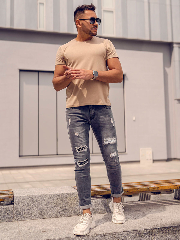 Herren T-Shirt mit Motiv Beige Bolf 2005A-91