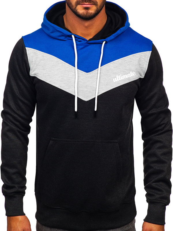 Herren Kapuzenpullover mit Motiv Schwarzgrau Bolf W3878