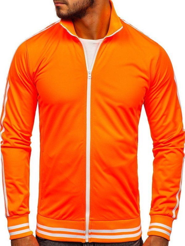 Bolf Herren Sweatjacke Sweatshirt mit Stehkragen Retro Style Orange  11113