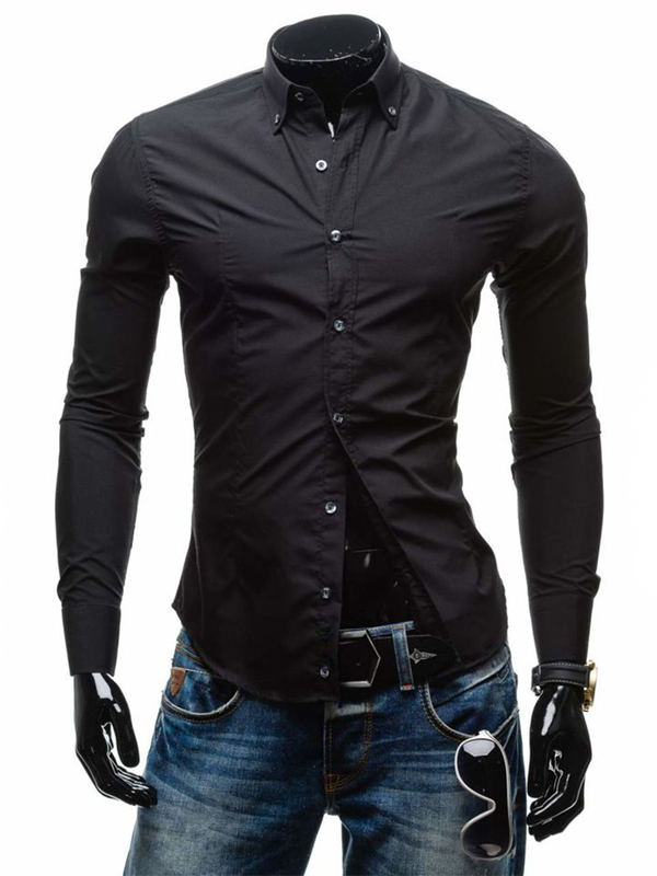 Bolf Herren Hemd Langarm Elegant Schwarz 1703-1