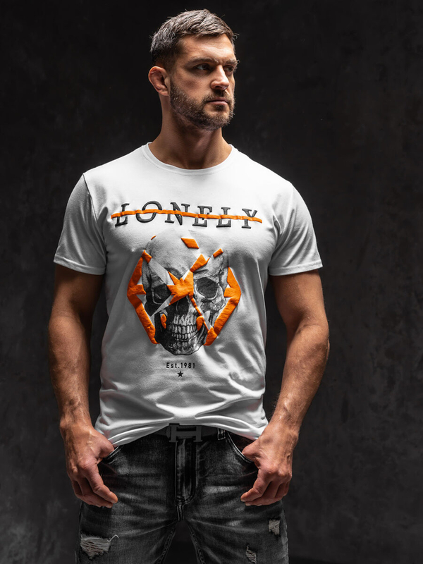 Bolf Herren T-Shirt mit Motiv Weiß Y70011