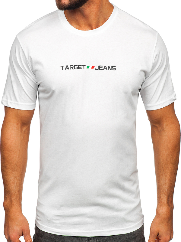 Herren Baumwoll T-Shirt mit Motiv Weiß Bolf 14761