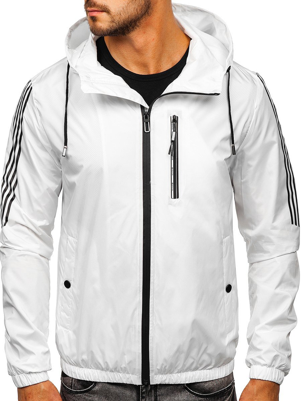 Bolf Herren Übergangsjacke Sport Jacke mit Kapuze Weiß  6172