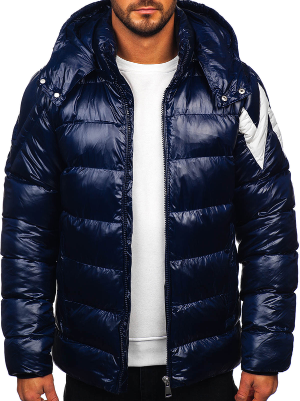 Herren Gepolsterte Winterjacke Dunkalblau Bolf 9981