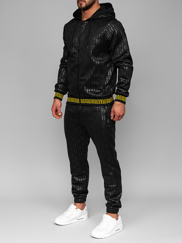 Herren Trainingsanzug mit Kapuze Schwarz Bolf 3A161