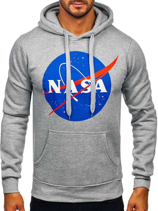 Herren Kapuzepullover Kapuzenpullover mit Kägurutasche umd Motiv Grau Bolf 14602