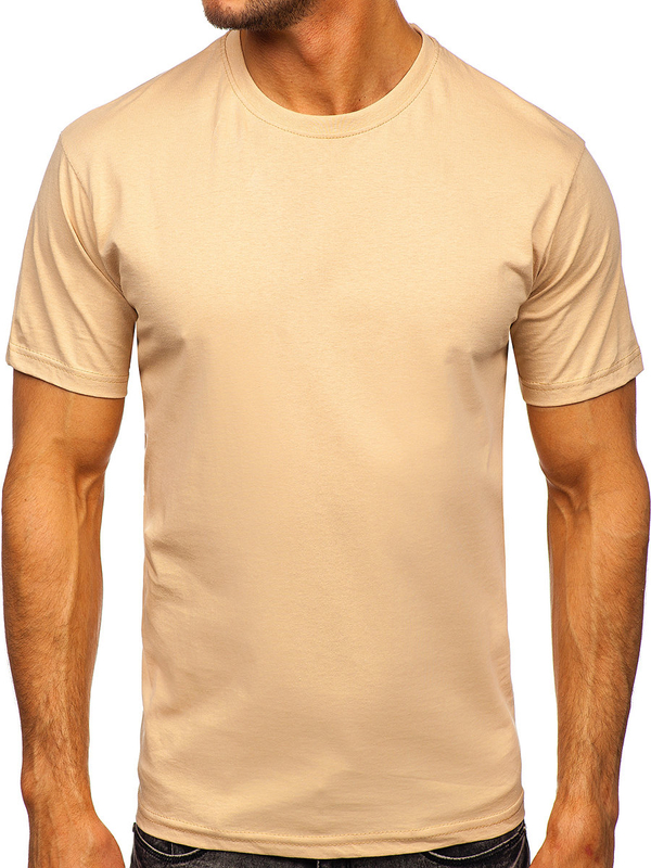 Herren Baumwoll Uni T-Shirt Beige Bolf 192397