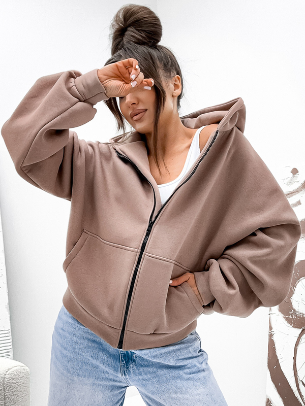 Damen Kapuzenpullover gefüttert butterfly Cappuccino Bolf 821112