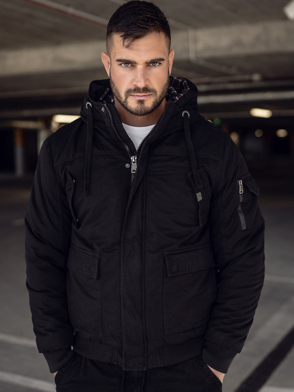 Herren Warme Baumwoll Jacke Winterjacke Schwarz Bolf 1890A