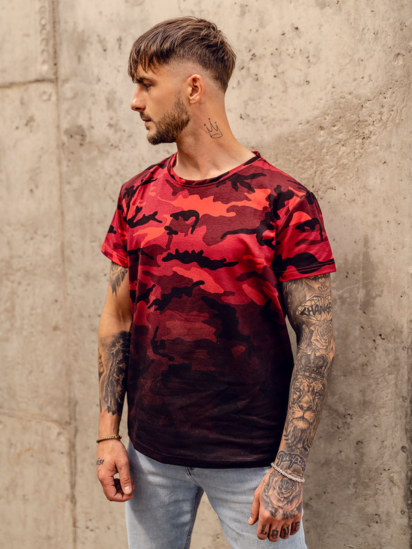 Herren T-Shirt mit Print Camo Rot Bolf S808A1