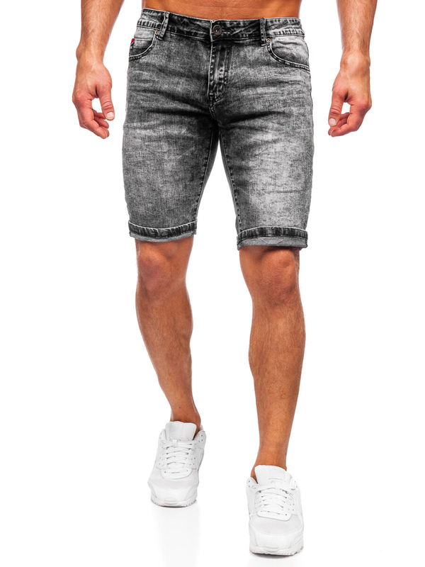 Herren Kurze Hose Jeansshorts Schwarz Bolf TF188