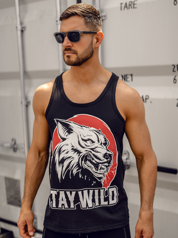 Herren Tank Top mit Motiv Schwarz Bolf 143029A