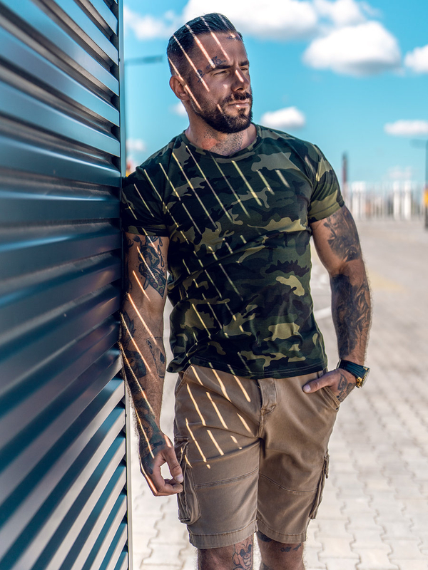 Herren T-Shirt Camo Khaki Bolf S807A1