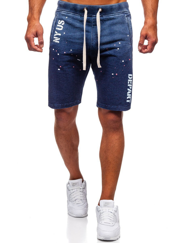 Herren Jeansshorts Dunklblau Bolf EX03