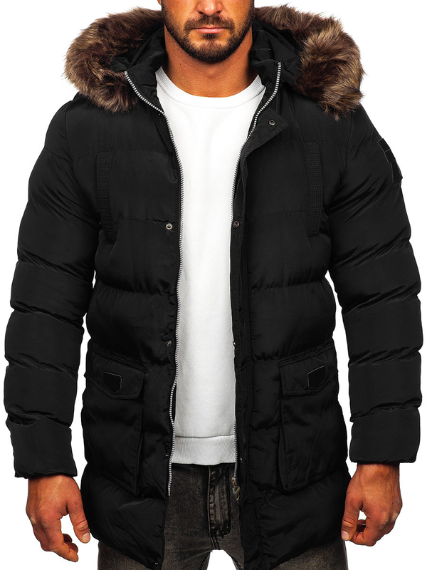 Herren Gepolsterte Winterjacke Schwarz Bolf 5M50