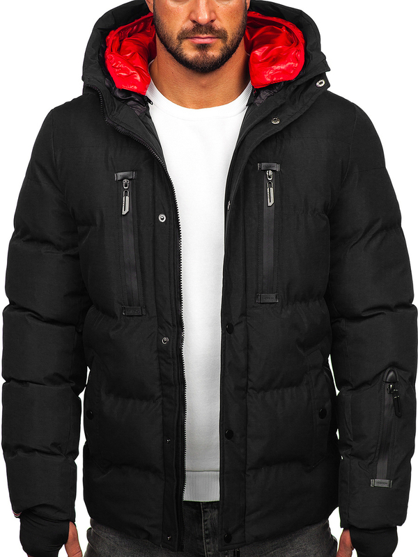 Herren Gepolsterte Winterjacke Schwarz Bolf 5M771