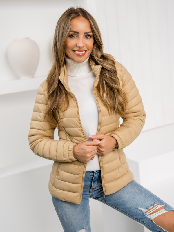 Damen Gepolsterte Übergangsjacke mit Kapuze Beige Bolf 16M9101