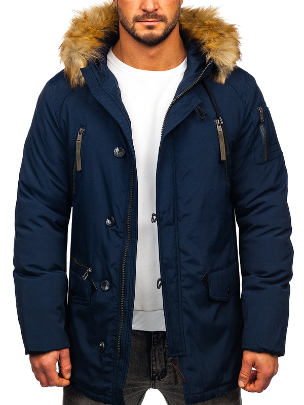 Herren Winterjacke Parka Dunkelblau 1795 Bolf