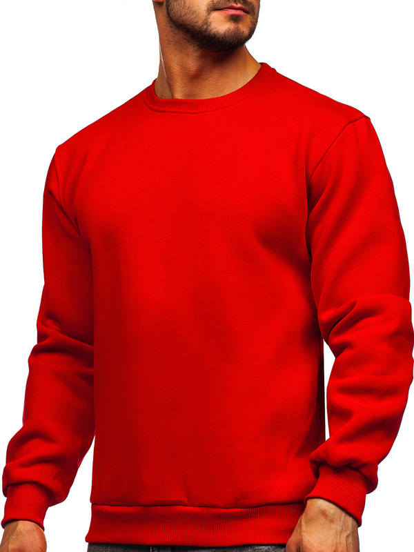 Herren Warmes Sweatshirt ohne Kapuze Rot Bolf 2001