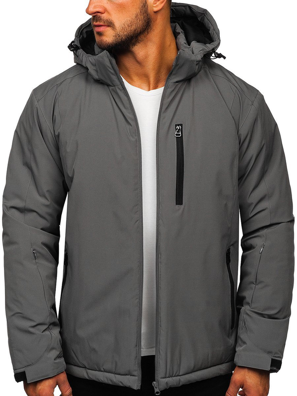 Herren Winterjacke Sportjacke Schwarzgrau Bolf HH011