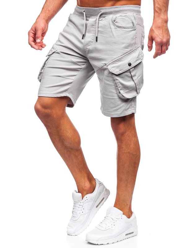 Herren Kurze Stoffhose Cargoshorts Grau Bolf 384K
